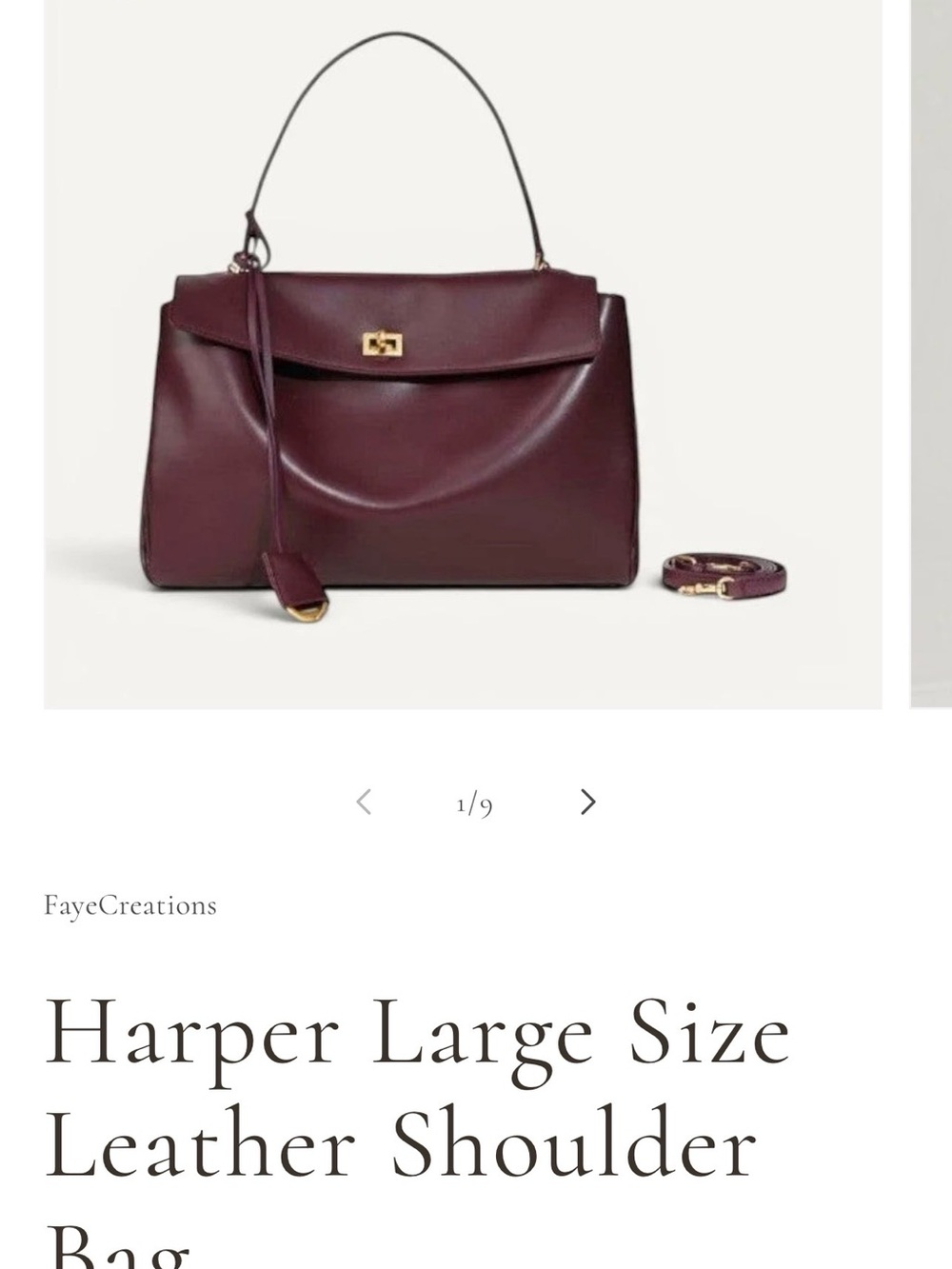 Harper Large Leather Shoulder Bag - Burgundy